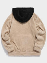 ZAFUL Colorblock Splicing Faux Fur Fluffy Hoodie